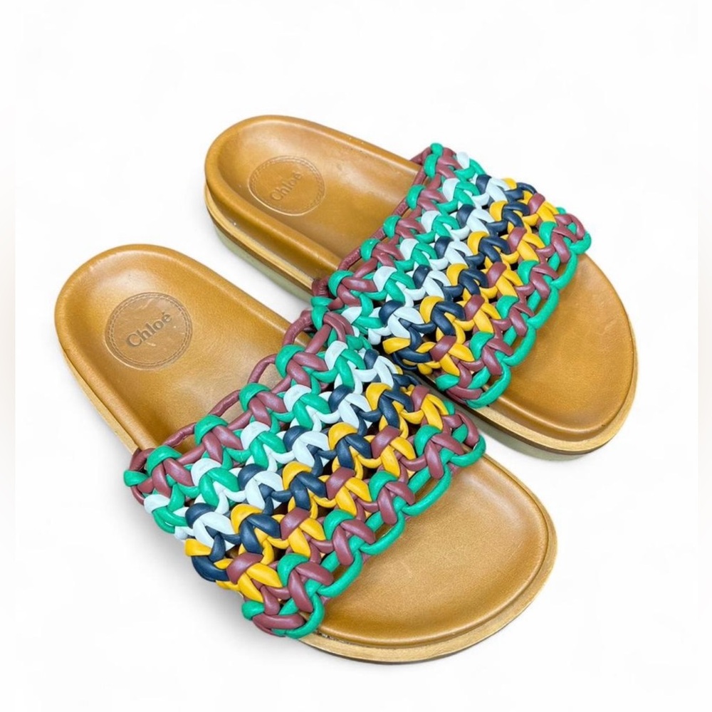 Chloe Multicolor Woven Sandals Slides